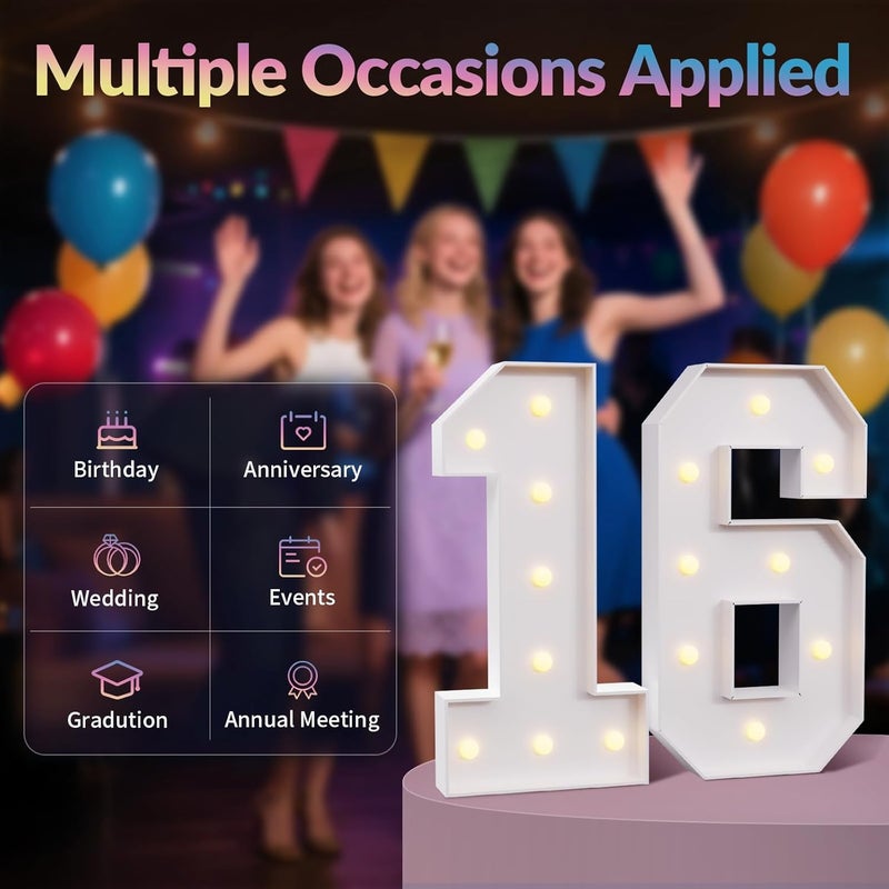 JoyMuse 3ft Marquee Numbers 7, Large Light Up Numbers 7, Number Lights 7 for 7th 17th 70th Birthday Party and Anniversary Decoration, Yellow Light - Image 2